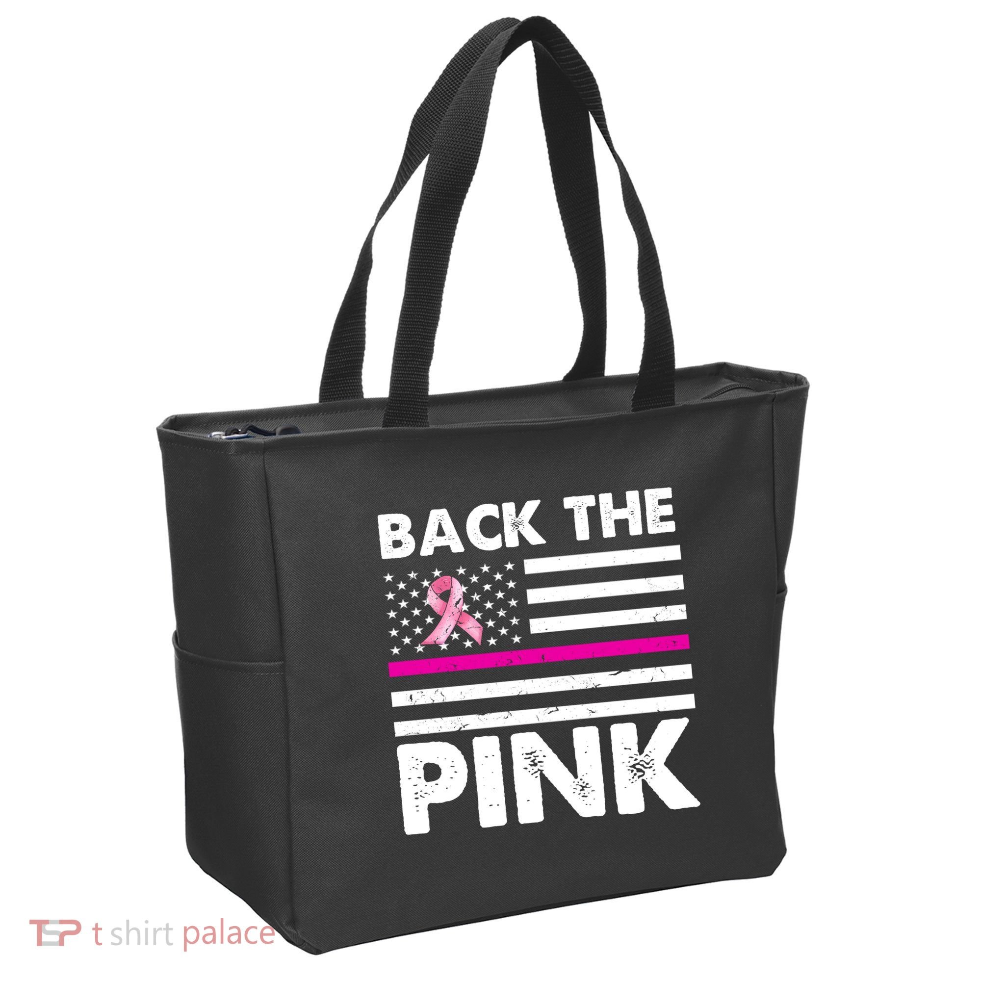 Back The Pink Breast Cancer Awareness Thin Line Tote Bag