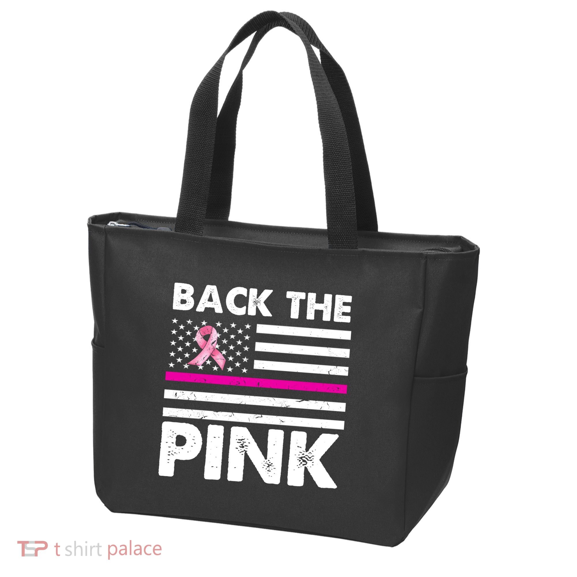 Back The Pink Breast Cancer Awareness Thin Line Tote Bag