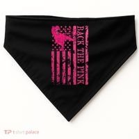 Back The Pink Warrior Flag American Breast Cancer Awareness USA-Made Doggie Bandana thumb 0