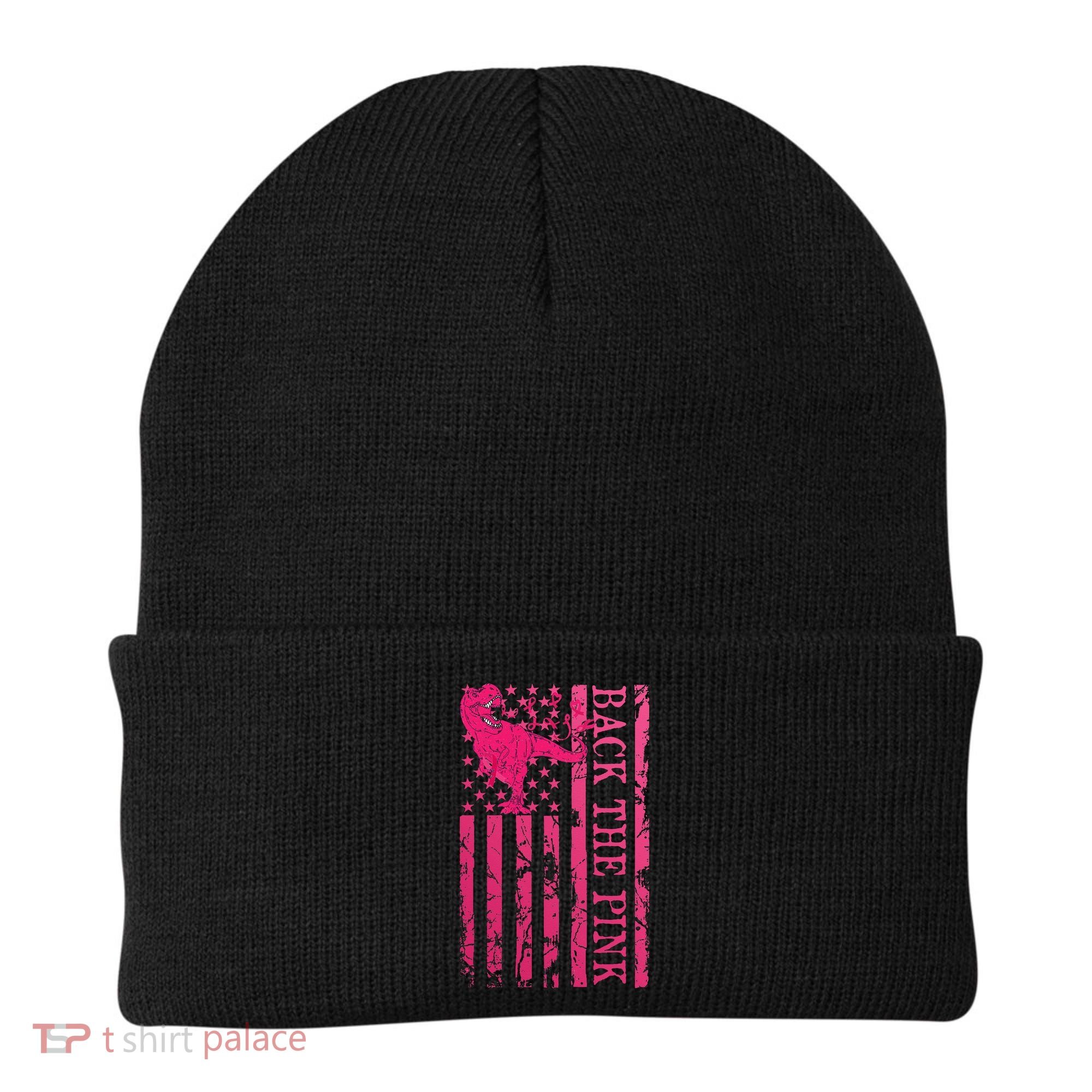 Back The Pink Warrior Flag American Breast Cancer Awareness Beanie