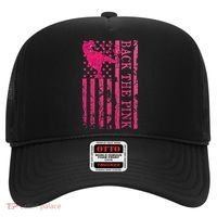 Back The Pink Warrior Flag American Breast Cancer Awareness Hat thumb 0