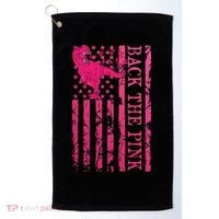 Back The Pink Warrior Flag American Breast Cancer Awareness Golf Towel thumb 0