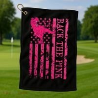 Back The Pink Warrior Flag American Breast Cancer Awareness Golf Towel thumb 1