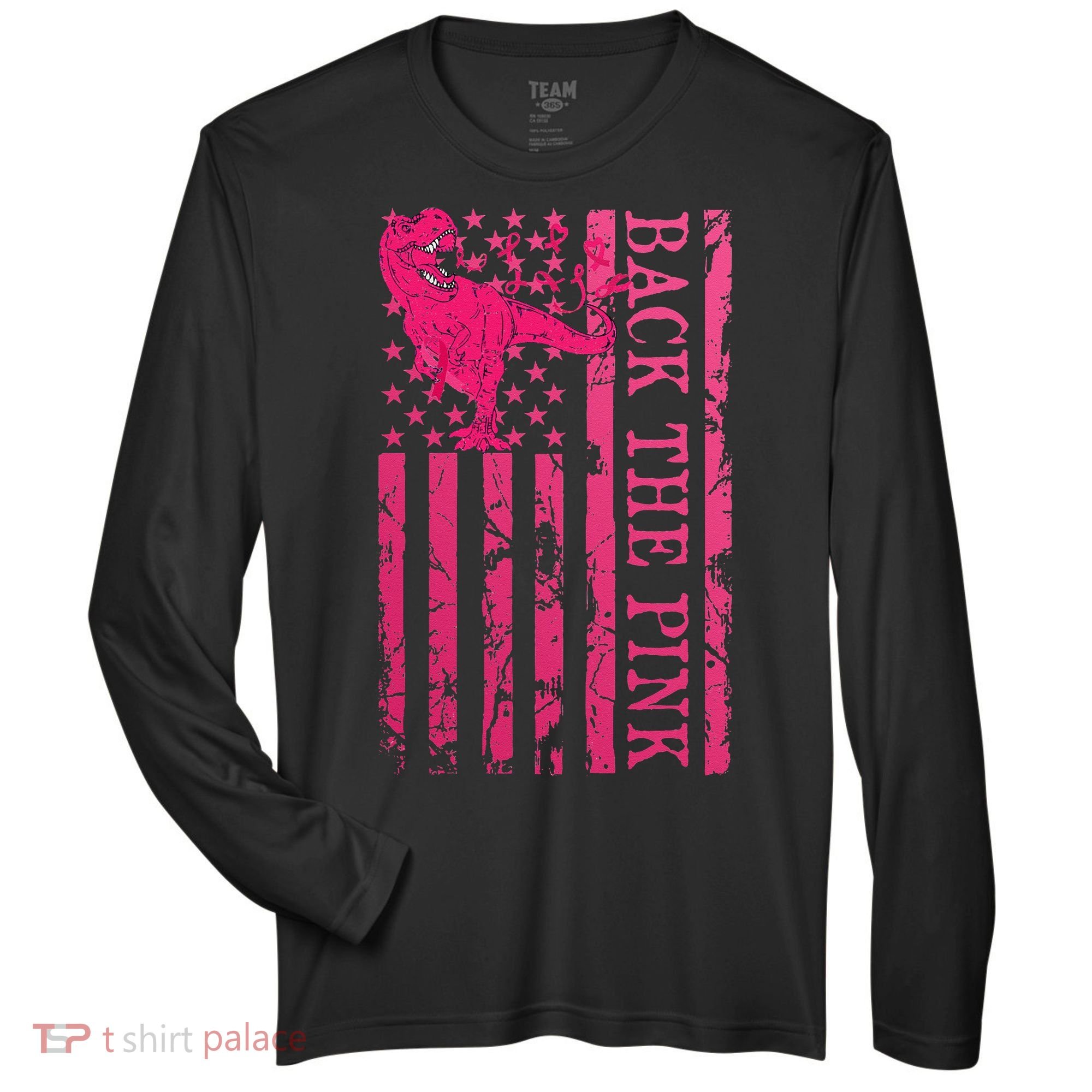Back The Pink Warrior Flag American Breast Cancer Awareness Zone Performance Long-Sleeve T-Shirt