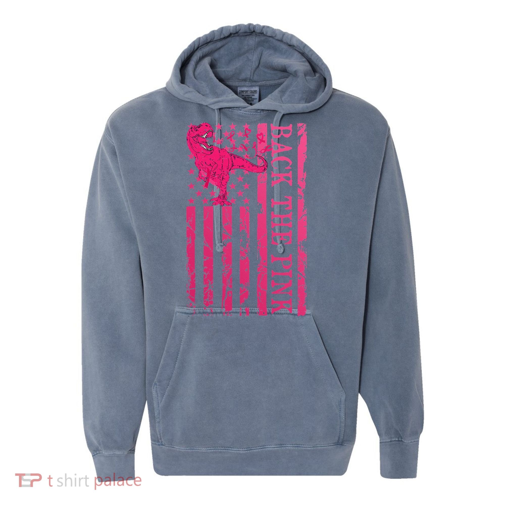 Back The Pink Warrior Flag American Breast Cancer Awareness Comfort Colors Garment-Dyed Hooded Sweatshirt