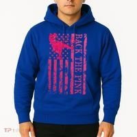 Back The Pink Warrior Flag American Breast Cancer Awareness Hoodie thumb 2