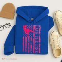Back The Pink Warrior Flag American Breast Cancer Awareness Hoodie thumb 4