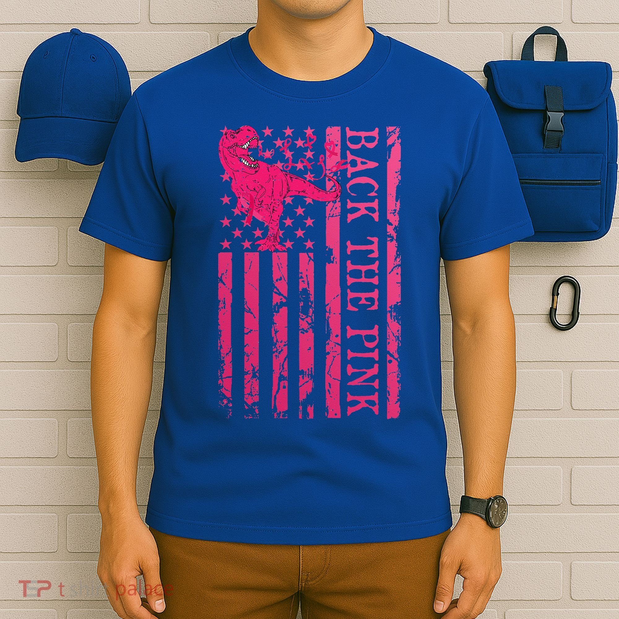 Back The Pink Warrior Flag American Breast Cancer Awareness T-Shirt