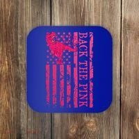 Back The Pink Warrior Flag American Breast Cancer Awareness Coaster thumb 0