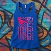 Back The Pink Warrior Flag American Breast Cancer Awareness Women's Tank Top thumb 3