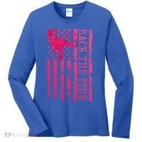 Back The Pink Warrior Flag American Breast Cancer Awareness Women's Long Sleeve Shirt thumb 0