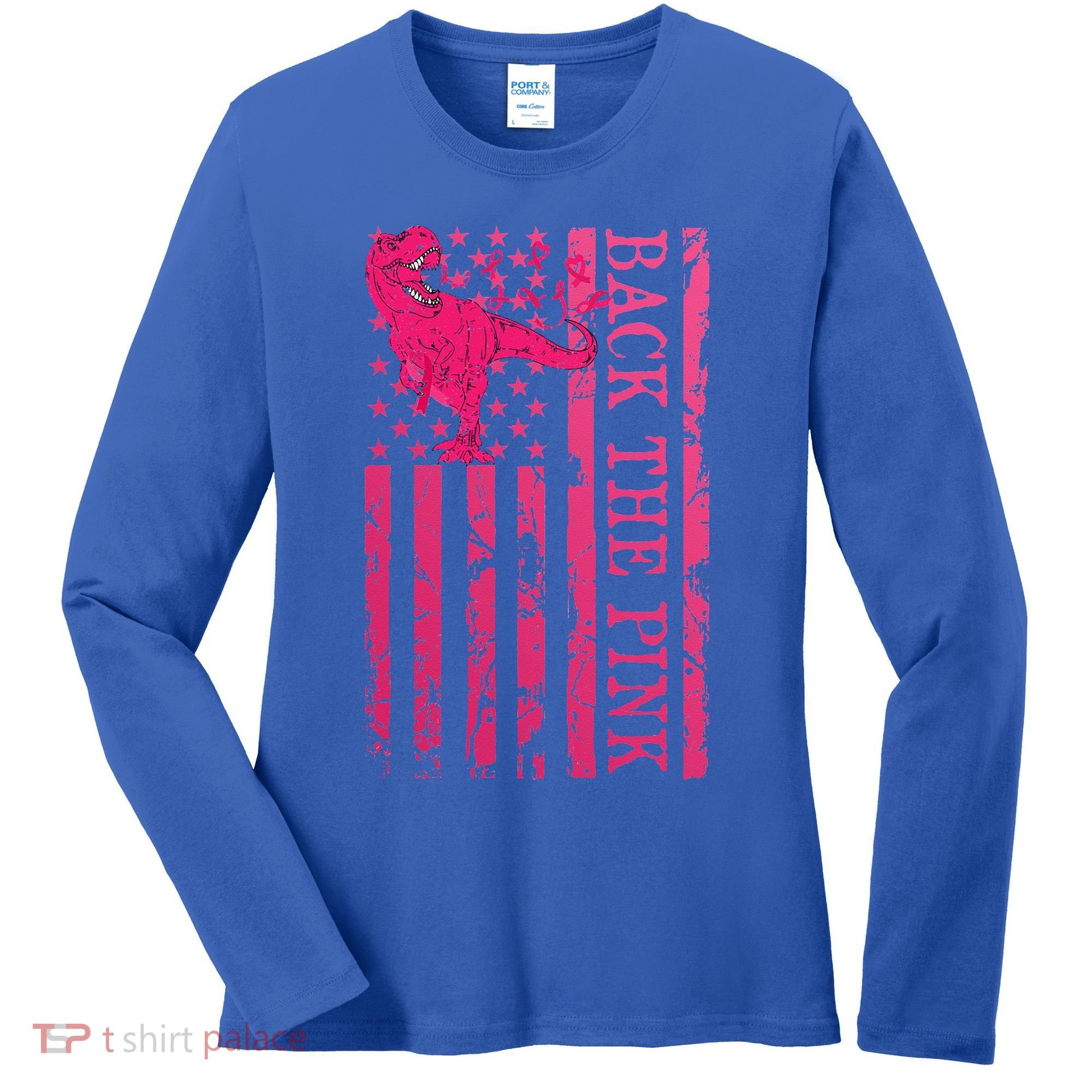 Back The Pink Warrior Flag American Breast Cancer Awareness Women's Long Sleeve Shirt