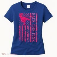 Back The Pink Warrior Flag American Breast Cancer Awareness Women's T-Shirt thumb 0