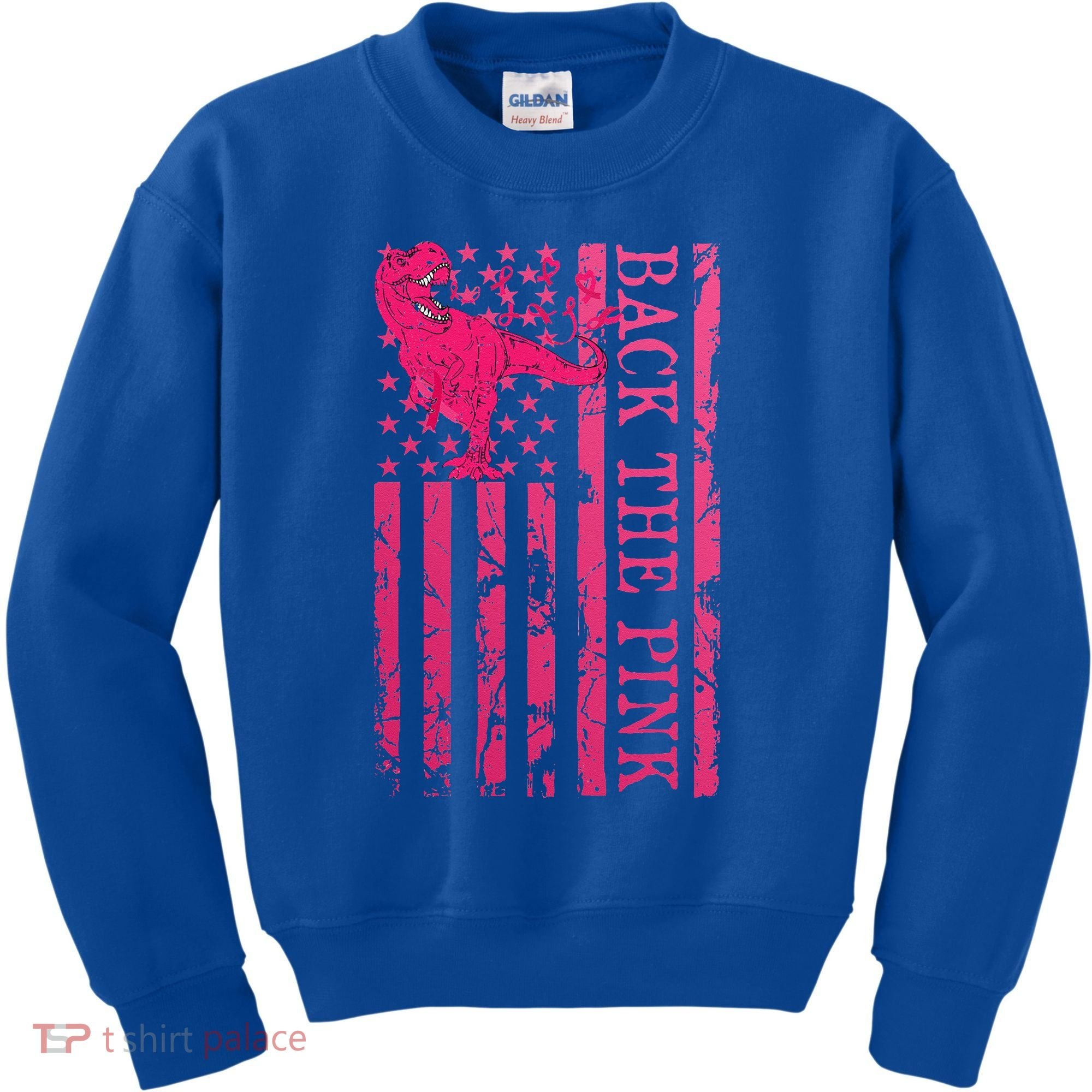 Back The Pink Warrior Flag American Breast Cancer Awareness Kids Sweatshirt