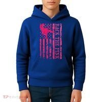 Back The Pink Warrior Flag American Breast Cancer Awareness Kids Hoodie thumb 4