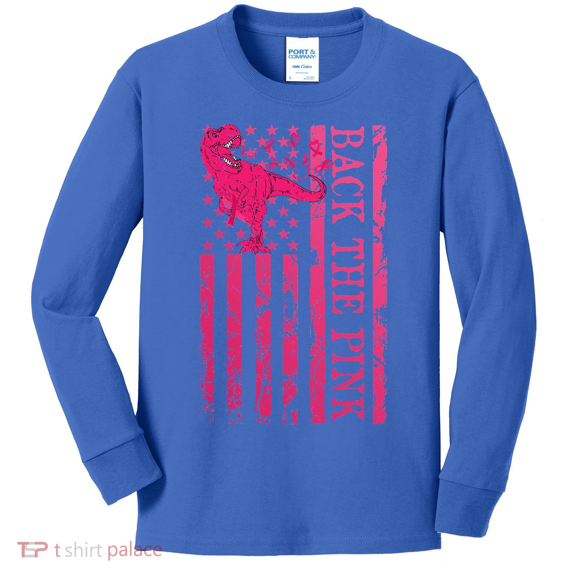 Back The Pink Warrior Flag American Breast Cancer Awareness Kids Long Sleeve Shirt