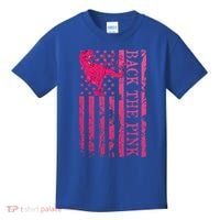 Back The Pink Warrior Flag American Breast Cancer Awareness Kids T-Shirt thumb 0