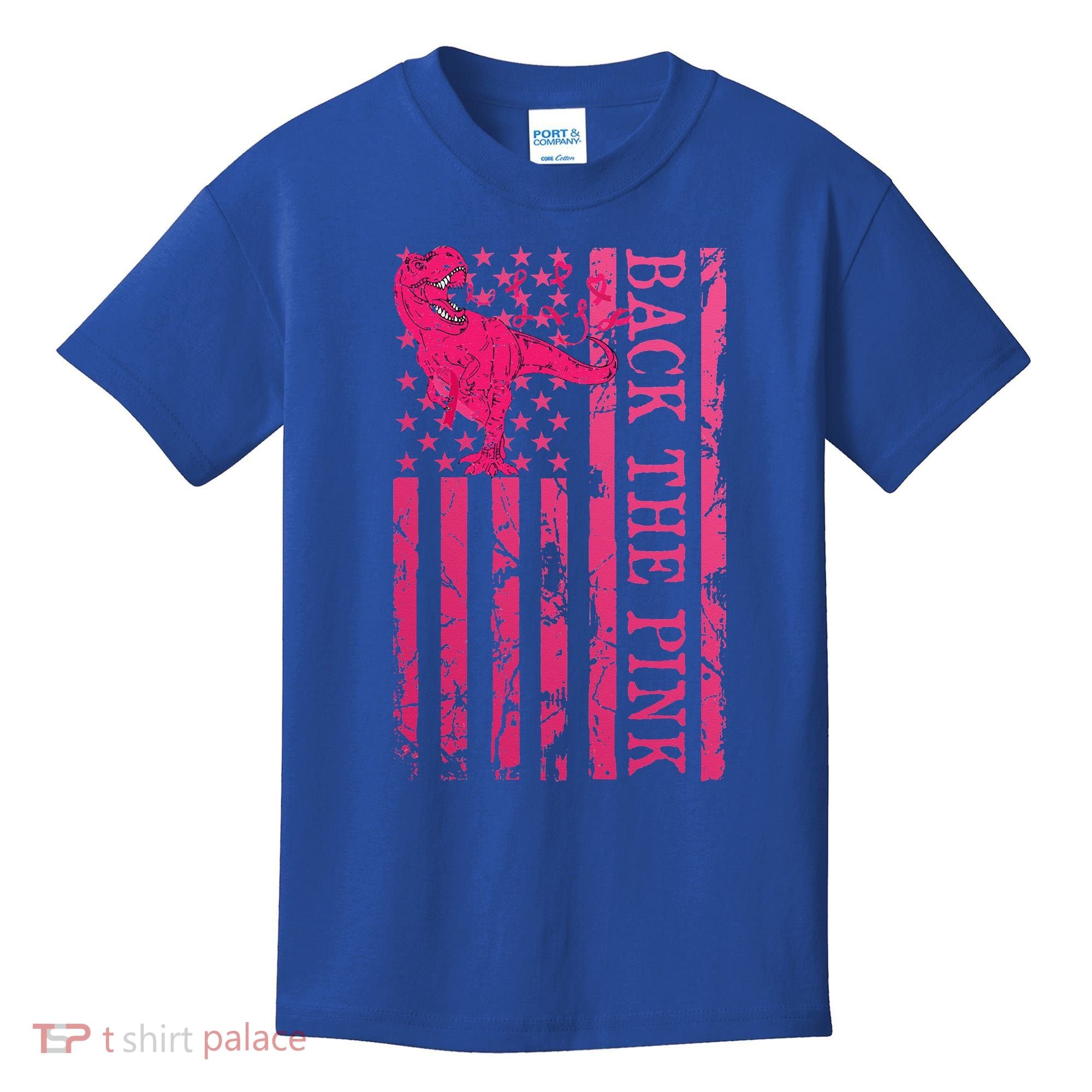 Back The Pink Warrior Flag American Breast Cancer Awareness Kids T-Shirt