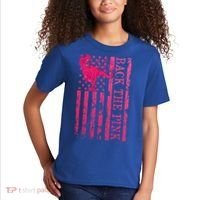 Back The Pink Warrior Flag American Breast Cancer Awareness Kids T-Shirt thumb 2