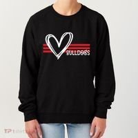 Bulldogs Team Pride School Spirit White Red Heart Women's Sweatshirt thumb 0