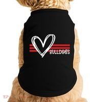 Bulldogs Team Pride School Spirit White Red Heart Doggie Tank thumb 0