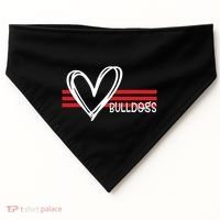 Bulldogs Team Pride School Spirit White Red Heart USA-Made Doggie Bandana thumb 0
