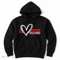 Bulldogs Team Pride School Spirit White Red Heart Hoodie thumb 0