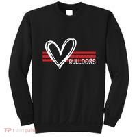 Bulldogs Team Pride School Spirit White Red Heart Sweatshirt thumb 0