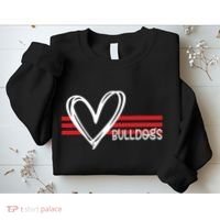 Bulldogs Team Pride School Spirit White Red Heart Sweatshirt thumb 2