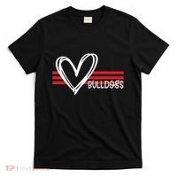 Bulldogs Team Pride School Spirit White Red Heart T-Shirt thumb 0