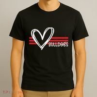 Bulldogs Team Pride School Spirit White Red Heart T-Shirt thumb 3