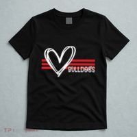 Bulldogs Team Pride School Spirit White Red Heart T-Shirt thumb 5