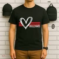 Bulldogs Team Pride School Spirit White Red Heart T-Shirt thumb 6