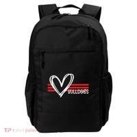 Bulldogs Team Pride School Spirit White Red Heart Backpack thumb 0
