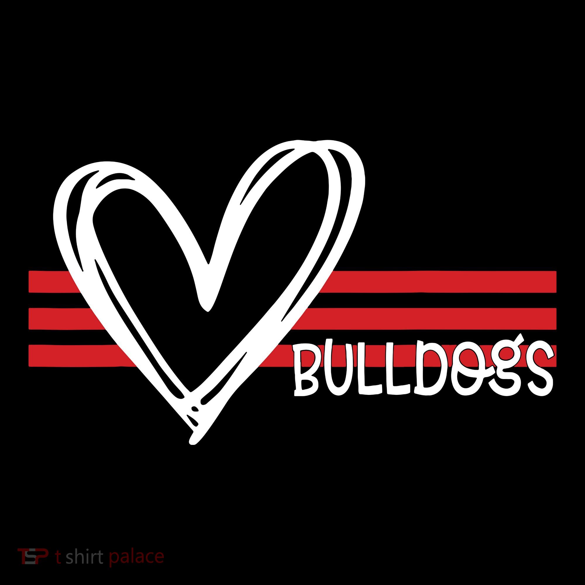Bulldogs Team Pride School Spirit White Red Heart Coffee Mug