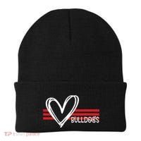 Bulldogs Team Pride School Spirit White Red Heart Beanie thumb 0