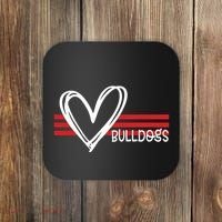 Bulldogs Team Pride School Spirit White Red Heart Coaster thumb 0