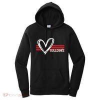 Bulldogs Team Pride School Spirit White Red Heart Women's Hoodie thumb 0