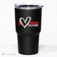 Bulldogs Team Pride School Spirit White Red Heart Tumbler thumb 0