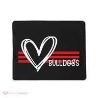 Bulldogs Team Pride School Spirit White Red Heart Mousepad thumb 0