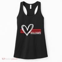 Bulldogs Team Pride School Spirit White Red Heart Women's Tank Top thumb 0