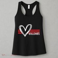 Bulldogs Team Pride School Spirit White Red Heart Women's Tank Top thumb 3