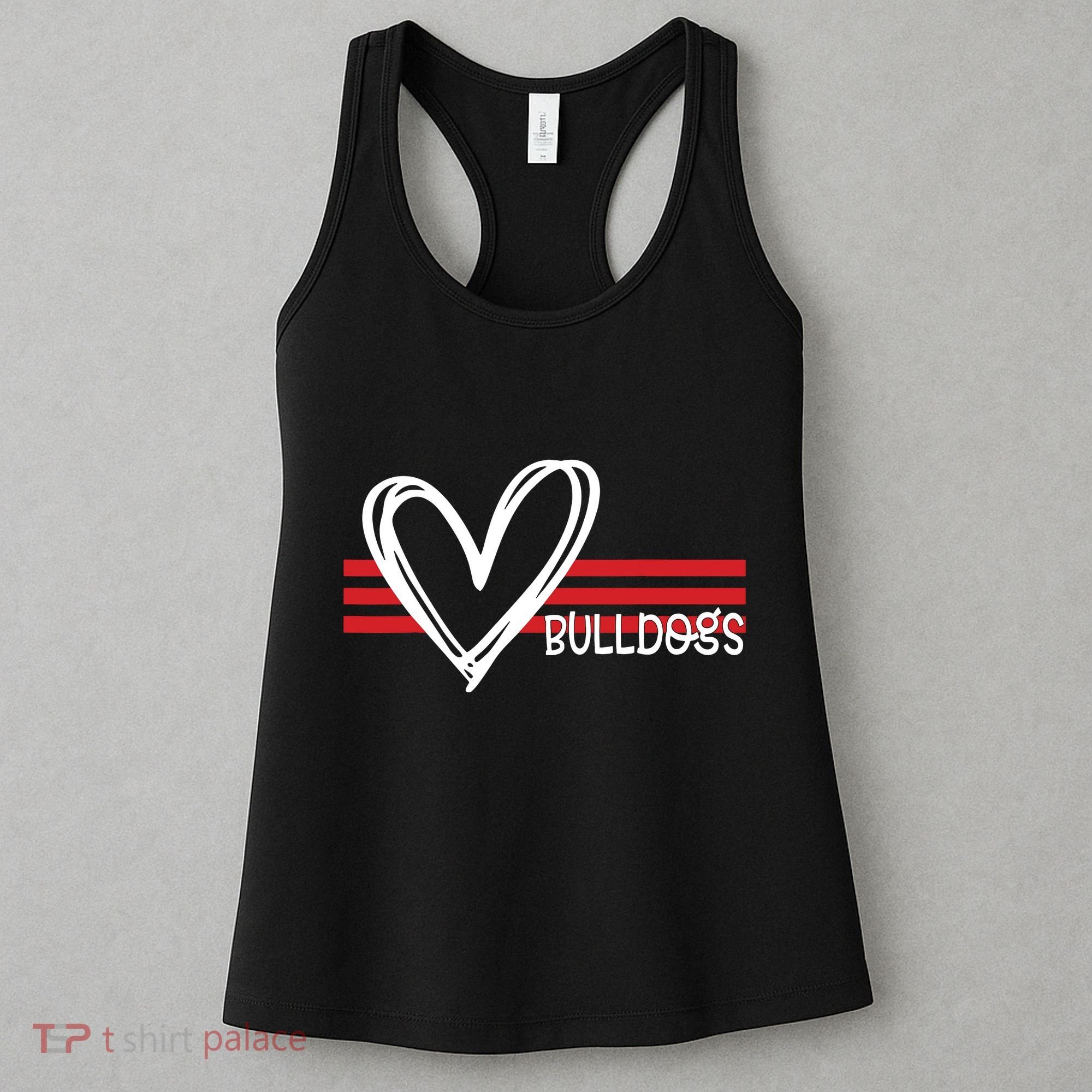 Bulldogs Team Pride School Spirit White Red Heart Women's Tank Top