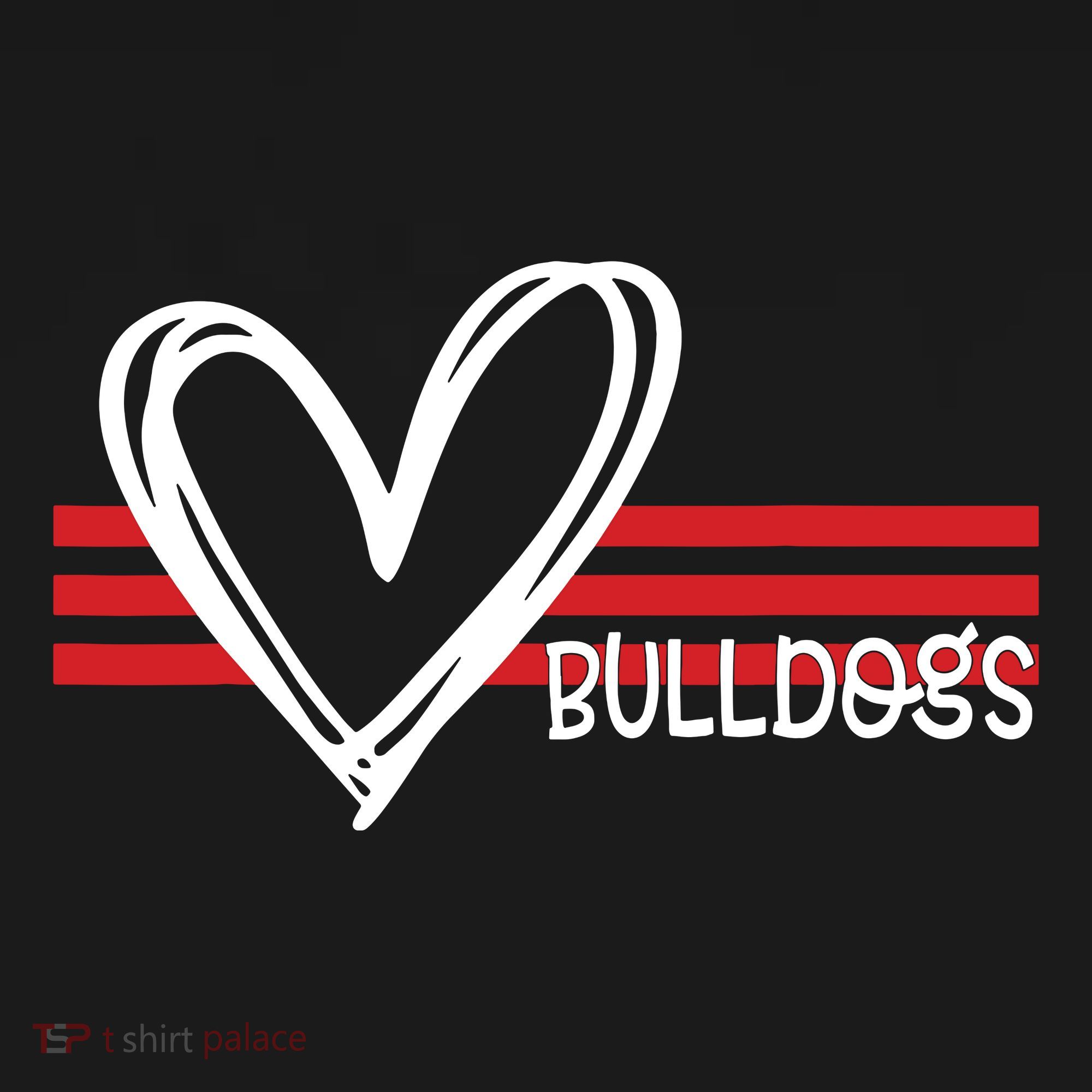 Bulldogs Team Pride School Spirit White Red Heart Women's Tank Top