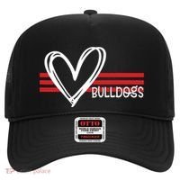 Bulldogs Team Pride School Spirit White Red Heart Hat thumb 0