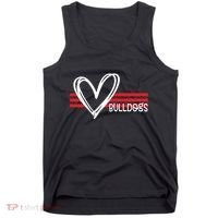 Bulldogs Team Pride School Spirit White Red Heart Tank Top thumb 0