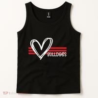 Bulldogs Team Pride School Spirit White Red Heart Tank Top thumb 2