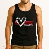 Bulldogs Team Pride School Spirit White Red Heart Tank Top thumb 3