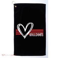 Bulldogs Team Pride School Spirit White Red Heart Golf Towel thumb 0