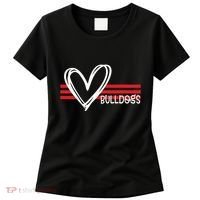 Bulldogs Team Pride School Spirit White Red Heart Women's T-Shirt thumb 0